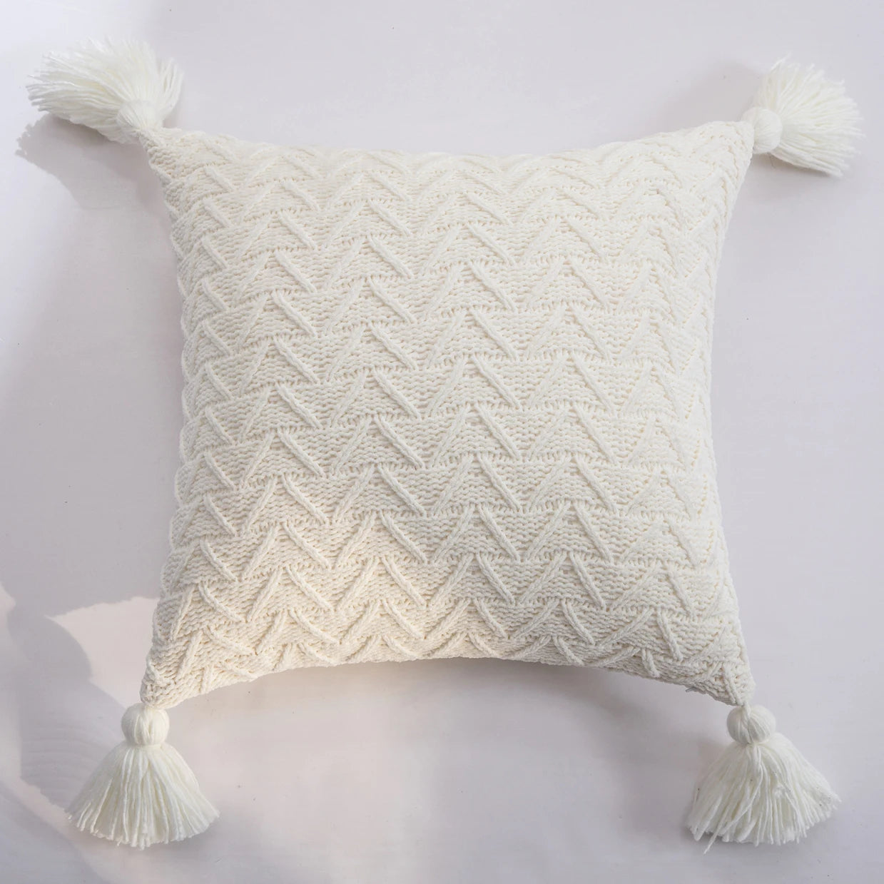 REGINA Nordic Chenille Pillow Case with Tassels