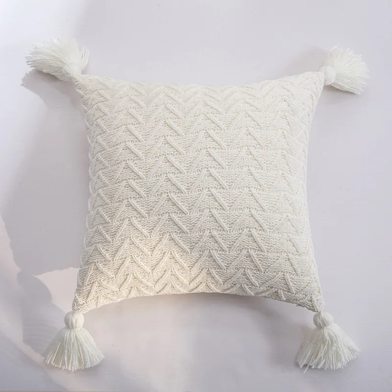 REGINA Nordic Chenille Pillow Case with Tassels