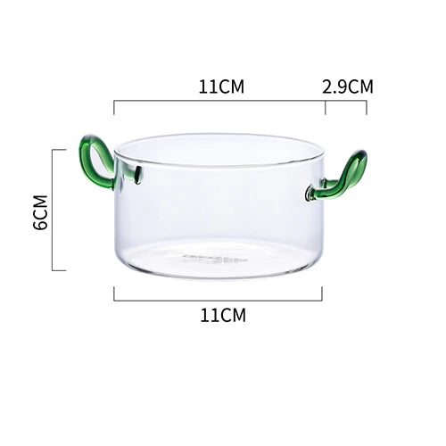 500ml Glass Bowl With Handle Microwave Oven Heat-Resistant