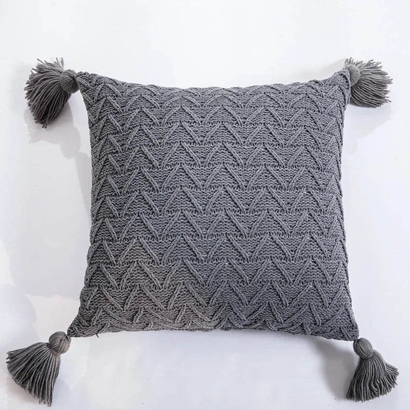 REGINA Nordic Chenille Pillow Case with Tassels