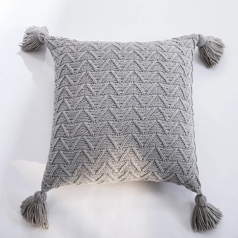 REGINA Nordic Chenille Pillow Case with Tassels