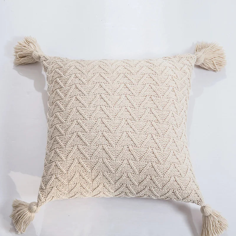 REGINA Nordic Chenille Pillow Case with Tassels