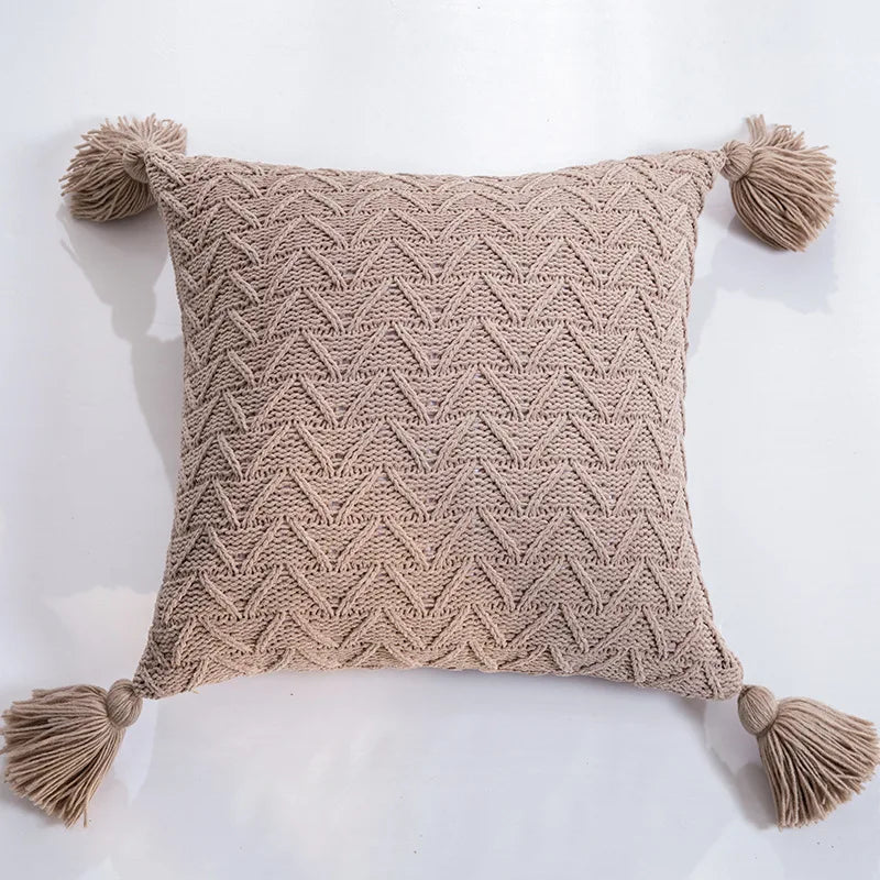 REGINA Nordic Chenille Pillow Case with Tassels