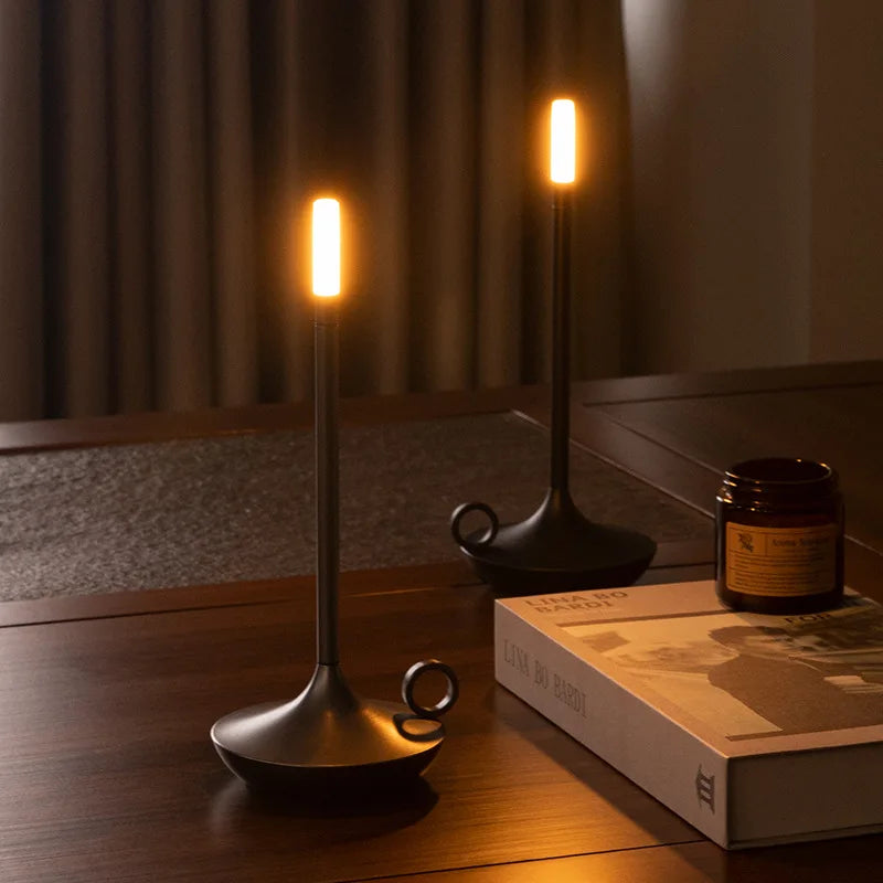 Deluxe Simple LED Charging Metal Table Lamp Bedroom Touch Atmosphere Night Light