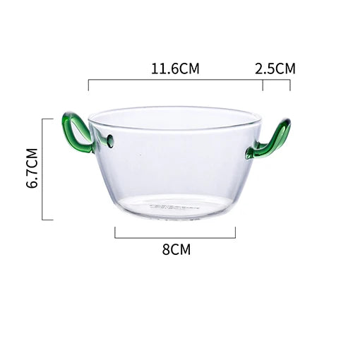 500ml Glass Bowl With Handle Microwave Oven Heat-Resistant