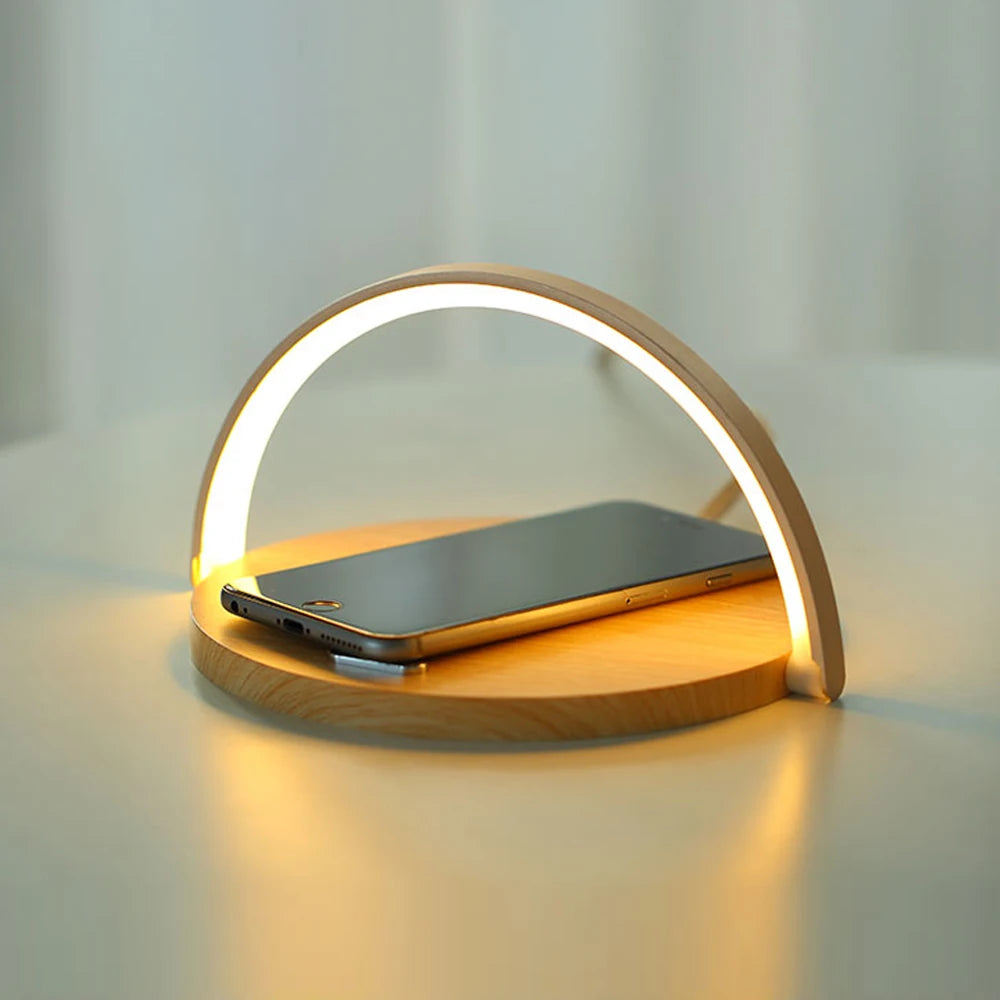 Wireless Charger LED Table Lamp With Phone Holder