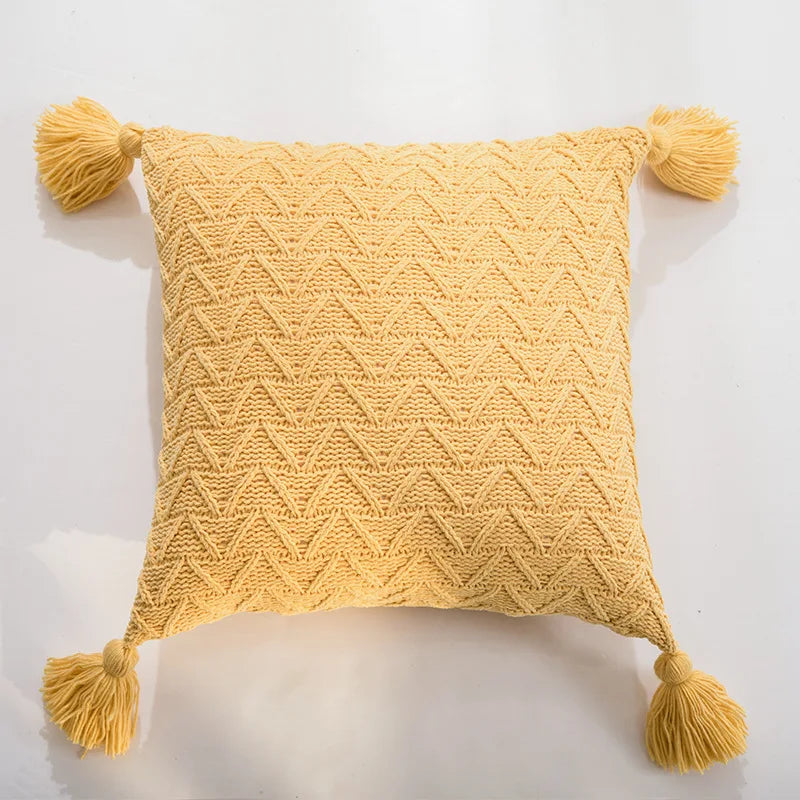 REGINA Nordic Chenille Pillow Case with Tassels