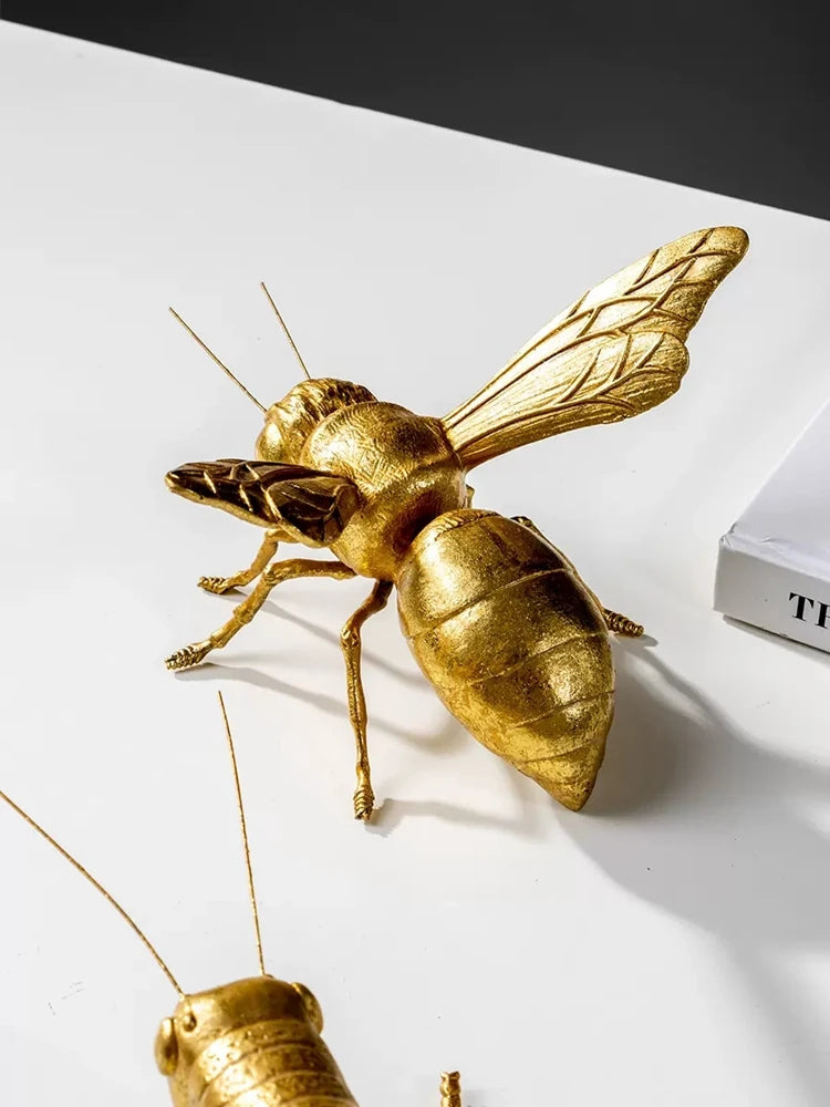 Golden Cricket, Bee and Mantis Ornament Office Desktop Decoration