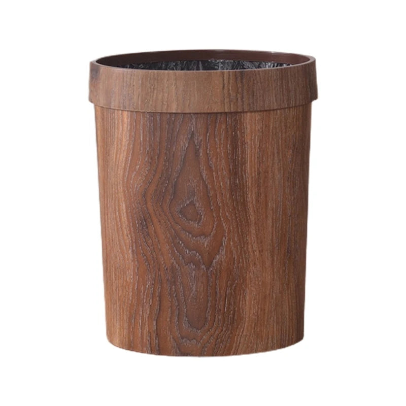 Retro Wood Grain Trash Can