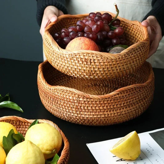 Hand-woven Storage Wicker Trays and Baskets