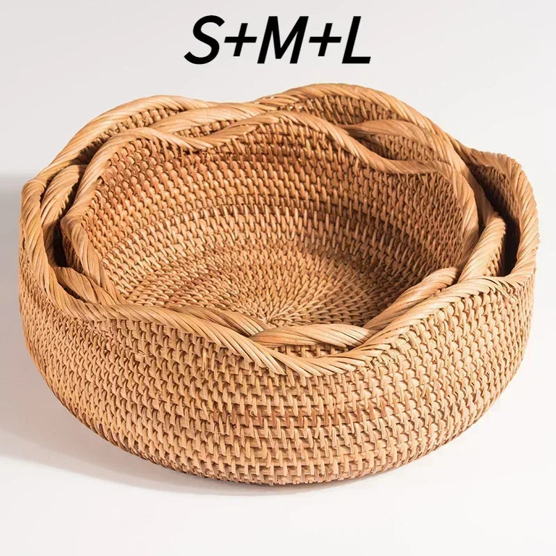 Hand-woven Storage Wicker Trays and Baskets