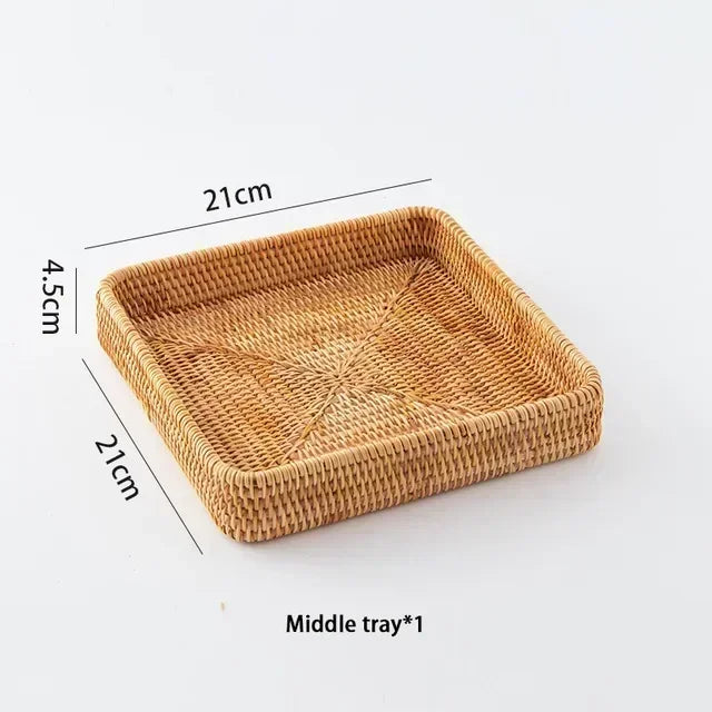 Hand-woven Storage Wicker Trays and Baskets