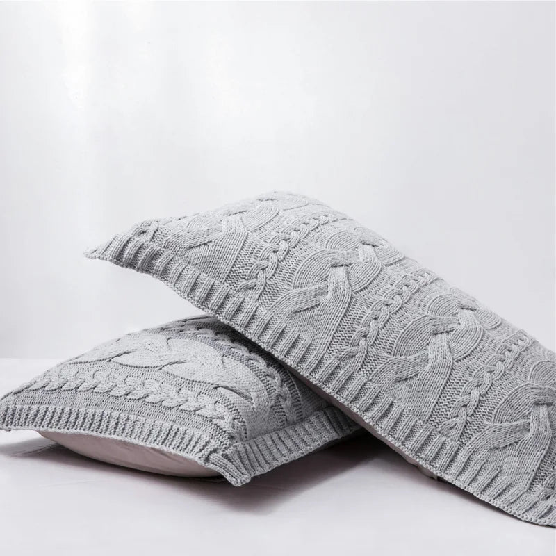 REGINA Nordic Cashmere Twist Stripe Knitted Pillowcase