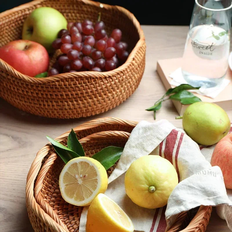 Hand-woven Storage Wicker Trays and Baskets