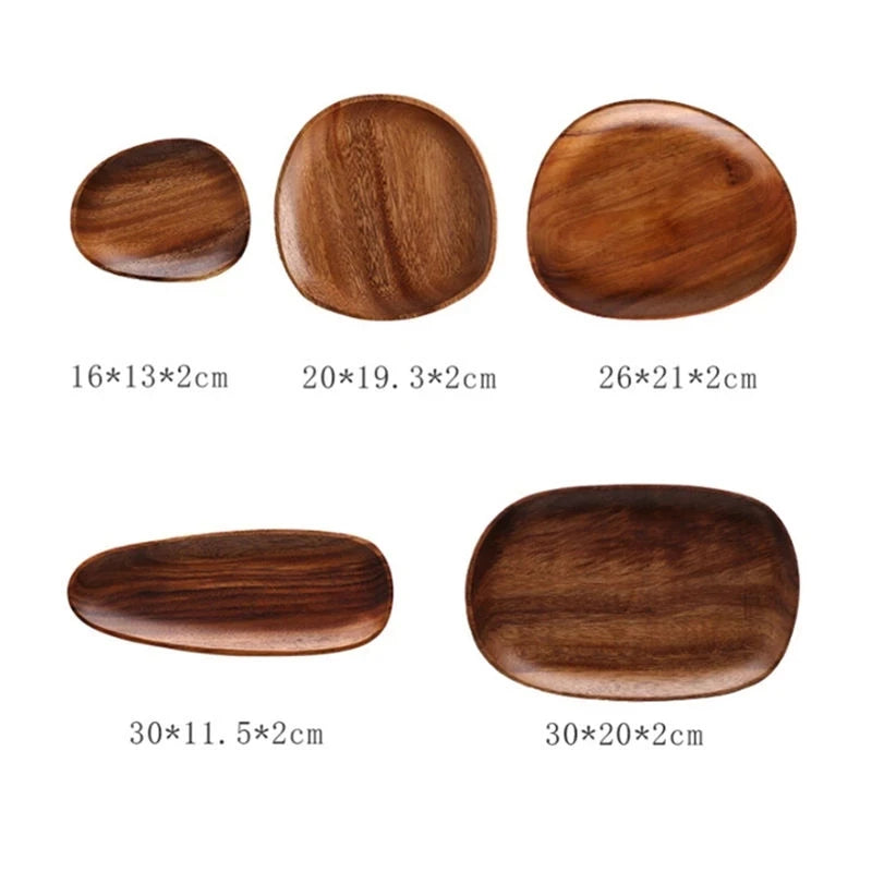 5 Pieces of Lovesickness Irregular Oval Solid Wood Plate