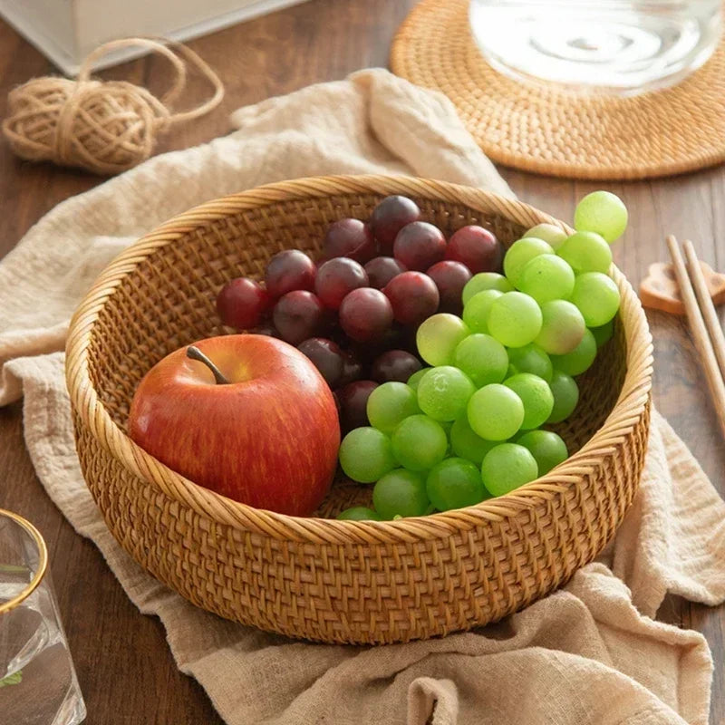 Hand-woven Storage Wicker Trays and Baskets