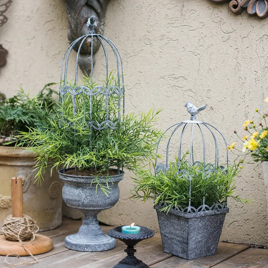 Vintage Bird Cage Flower Planter