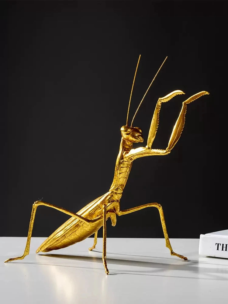 Golden Cricket, Bee and Mantis Ornament Office Desktop Decoration