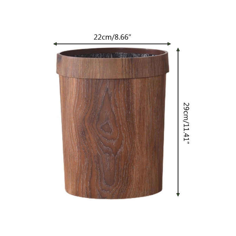 Retro Wood Grain Trash Can