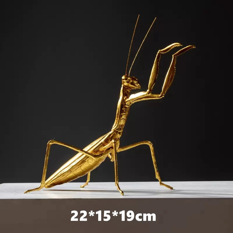 Golden Cricket, Bee and Mantis Ornament Office Desktop Decoration