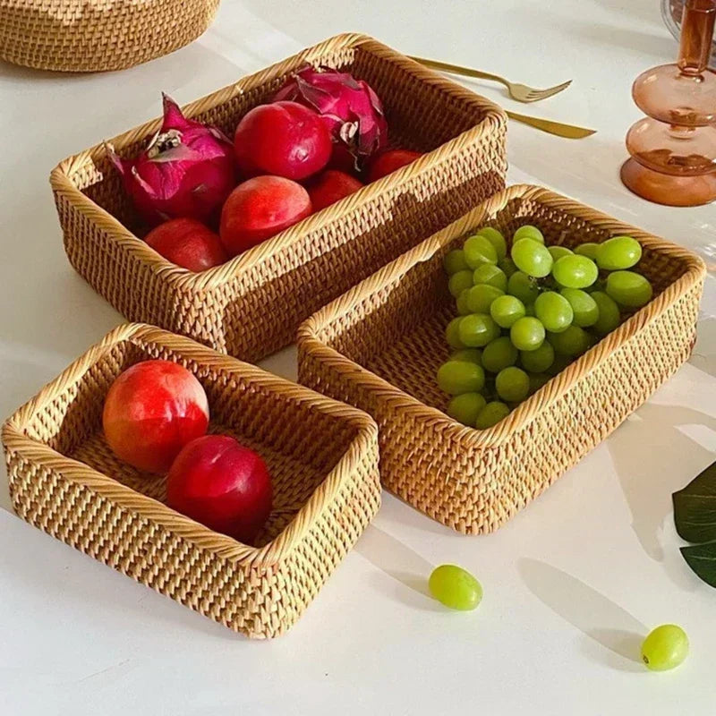 Hand-woven Storage Wicker Trays and Baskets