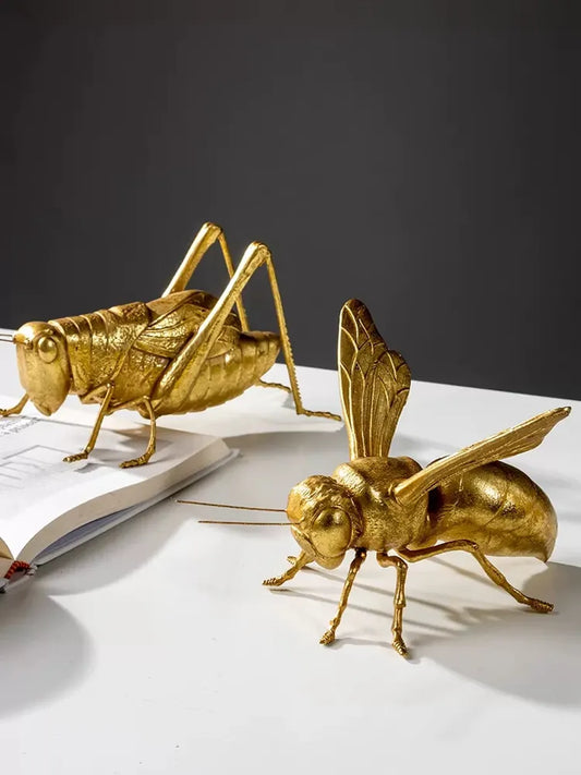 Golden Cricket, Bee and Mantis Ornament Office Desktop Decoration